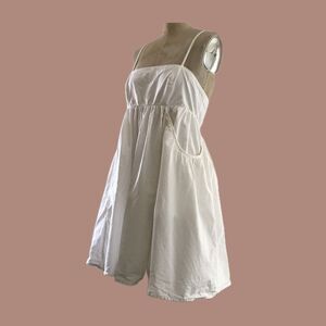 Urban Outfitters White Cotton Strappy Sleeveless A Line Flared Mini Dress - XS